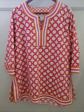 Gretchen Scott Tunic Orange And Pink Geometric Print Size Diva 3XL